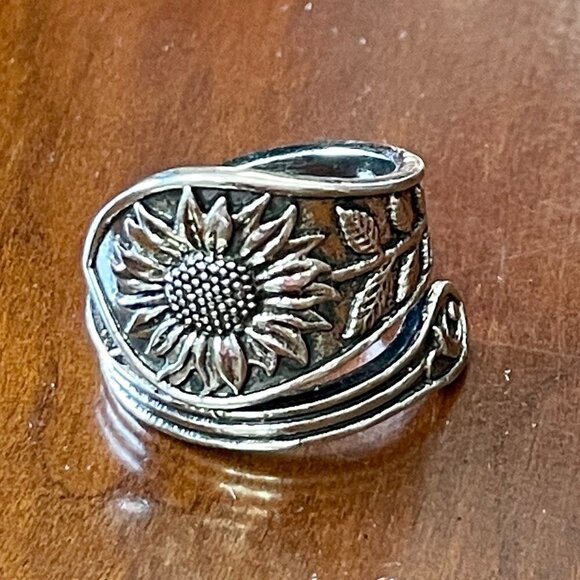 Boho Floral Daisy or Sunflower Spoon Ring #764 - Picture 1 of 10